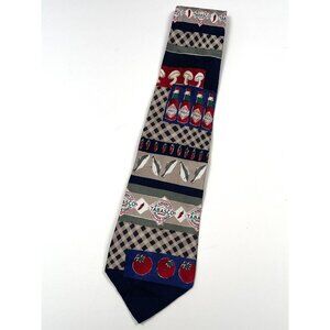 VTG TABASCO 100% Silk Mens NECKTIE Tie Hot Sauce Mushrooms Fish Tomatoes EUC
